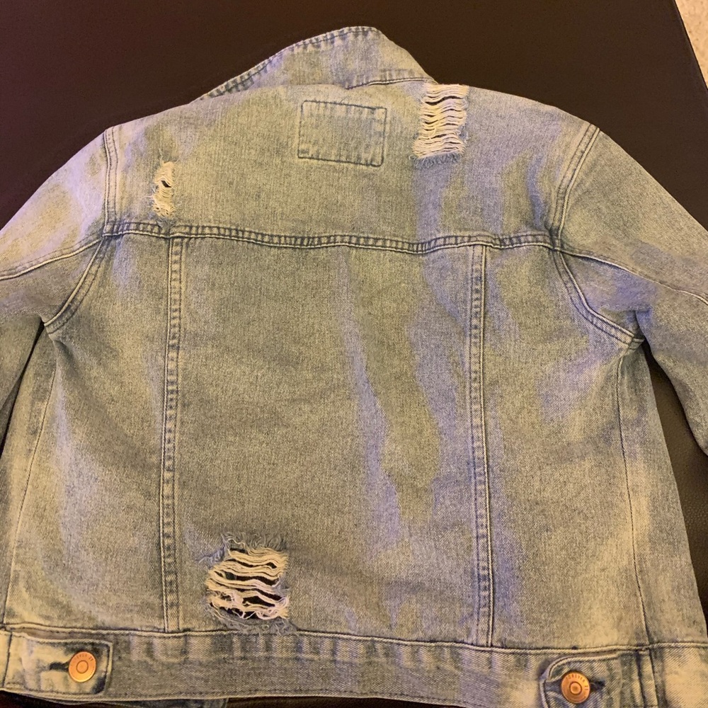 distressed jean jacket - Picture 2 of 3